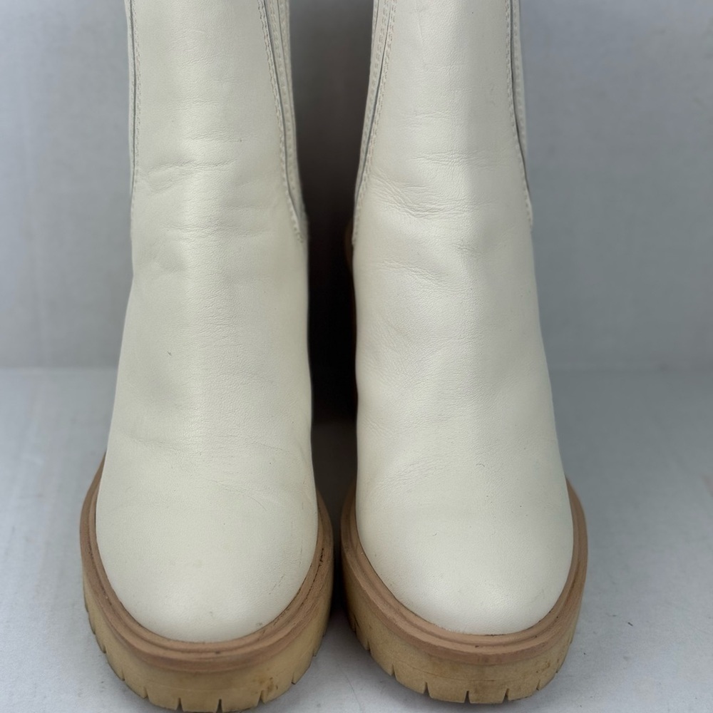 Dolce Vita Women's Caster Size 9Ivory Soft Leather Platform Ankle Boots